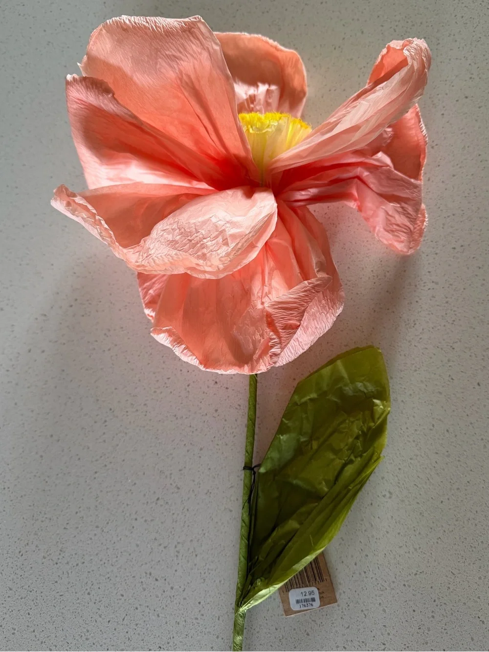 Creative Co-Op | Large Paper Flower Stem | NWT | Peach | Floral | Colorful | New